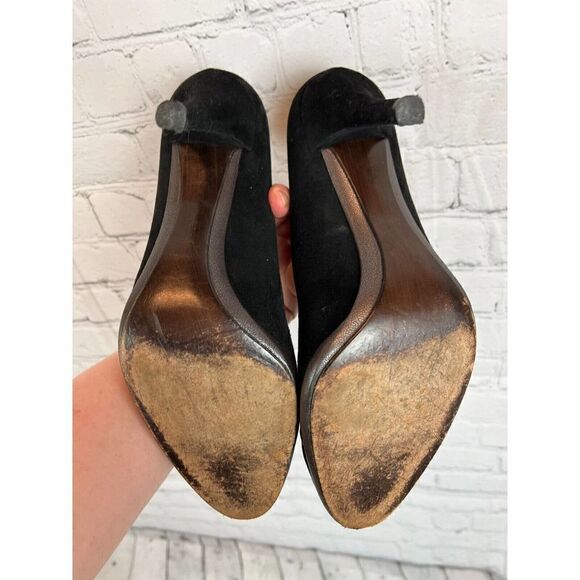 STUART WEITZMAN black suede leather bow high heel pump classic shoes size 10 - Picture 8 of 12